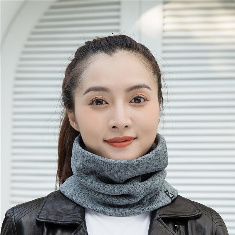 Unisex Fleece-Lined Knitted Snood: Warm Winter Neck Scarf With High-Neck Woolen Design In Versatile Korean Style