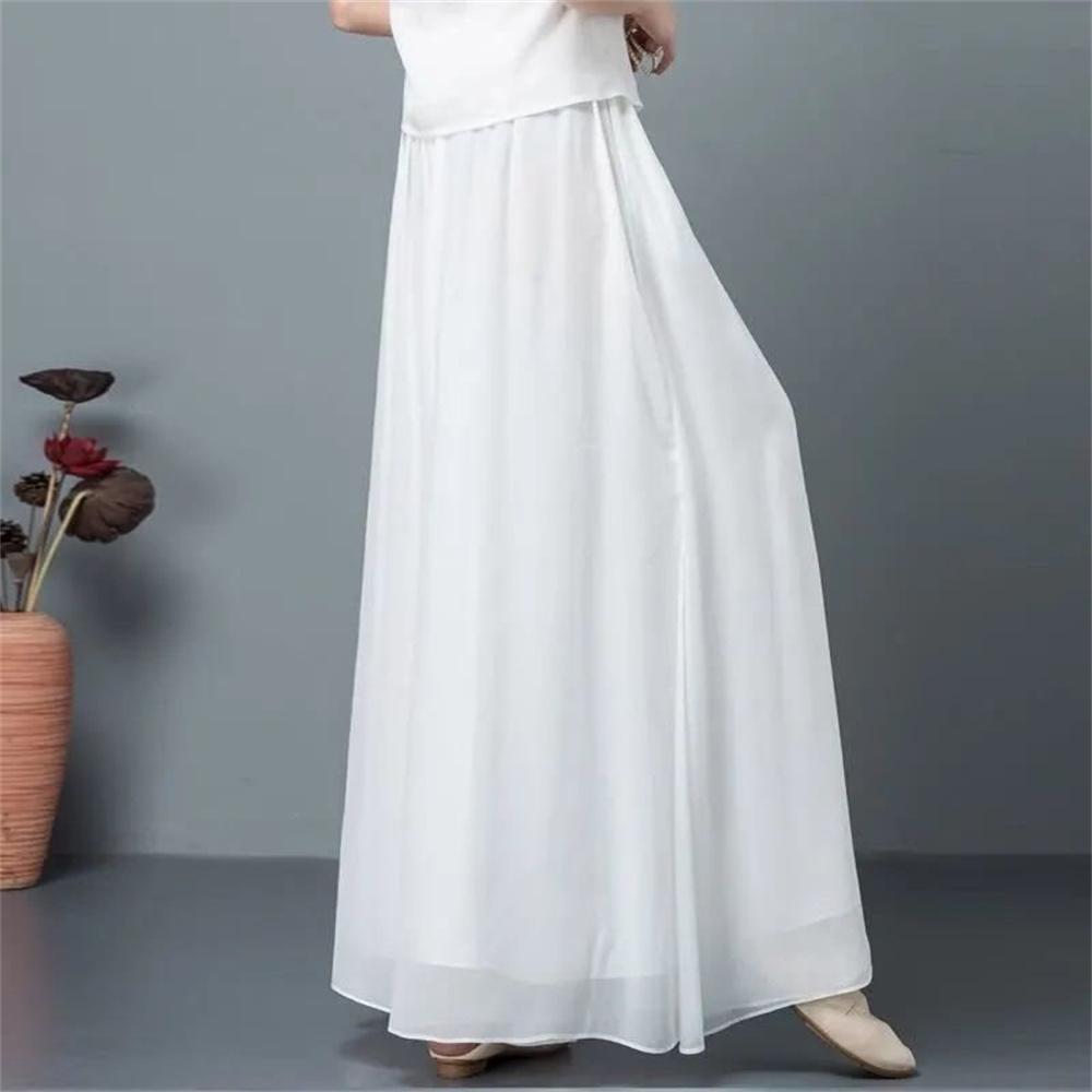 

Women Chinese Dance Clothing Female Elegant Trousers Clothes Elastic Waist Pants White Black Women Clothing Korean Style 4XL білий