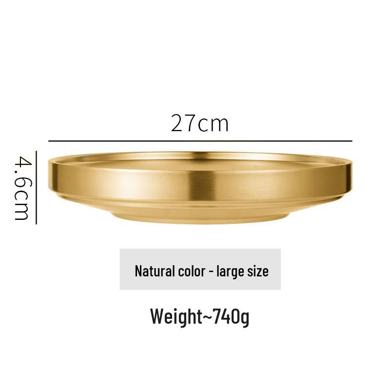 Korean Style Gold Double-Layer Stainless Steel Plate for BBQ & Hot Pot