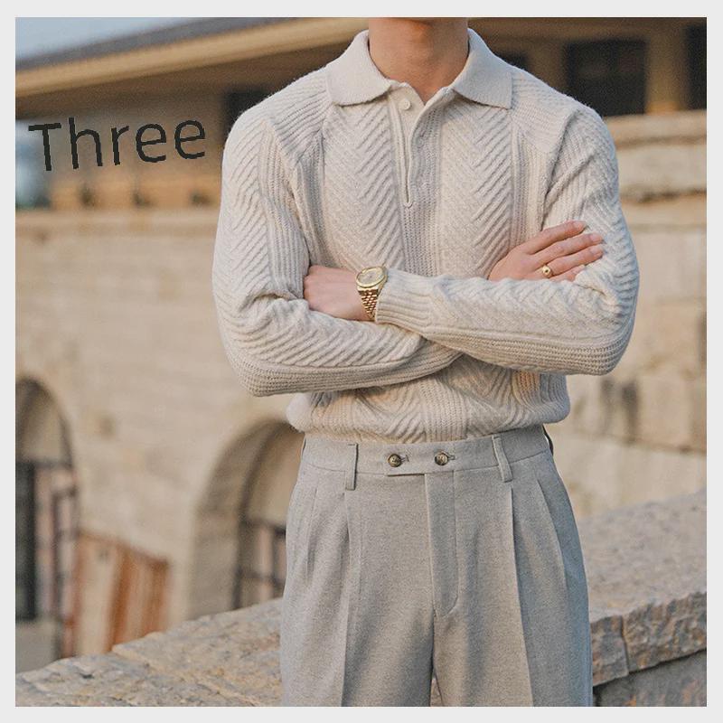 Men's Casual Lapel Polo: Thick, Warm, and Fashionable Slim Fit Autumn/Winter Sweater