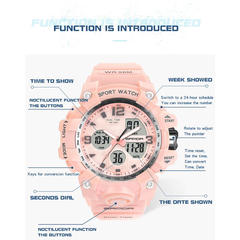 SANDA Neue einfache Mode Sport elektronische Uhr Nächte Licht Uhr Student Herrenuhr