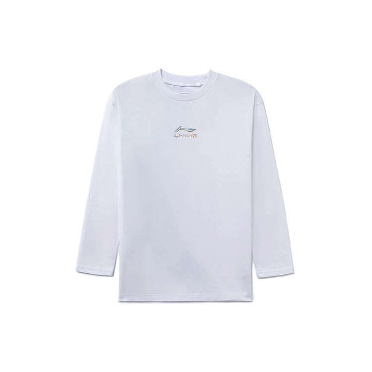 Li Ning X Kong Shan Ji Collaboration Mechanical Torch Hand Print Loose Round Neck Long Sleeve T-Shirt Men Tops White AHSRC09-1