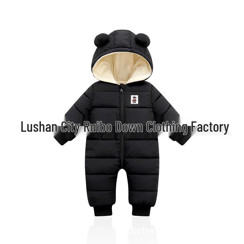 Autumn/Winter Hooded Down Cotton Kids' One-Piece Suit: Infant/Toddler Boys & Girls