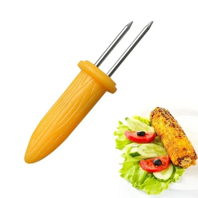Edelstahl Maisnadel Maiseinsatz Kreative Gabel Tragbare Grillgabel Küchenwerkzeug Haushaltsküchen-Komfortwerkzeuge
