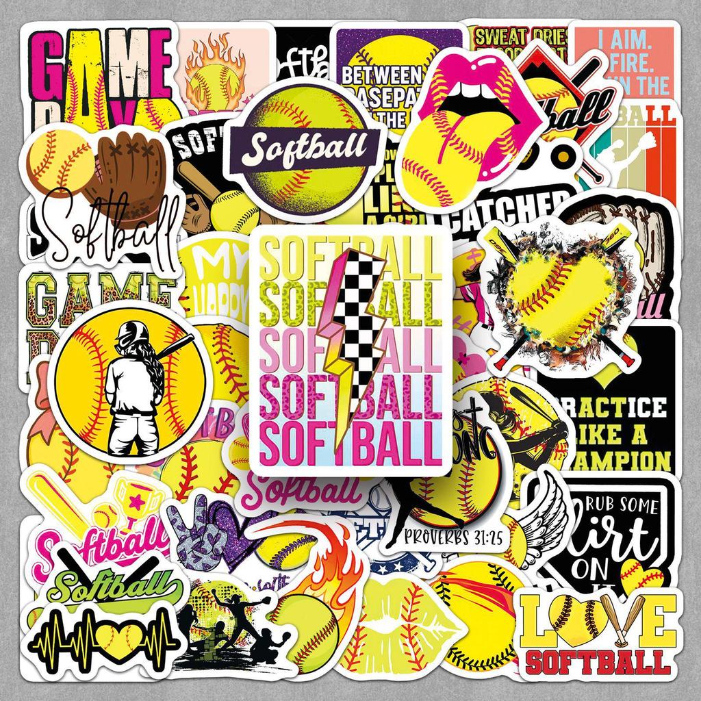 50 Baseball Cartoon Sports Stickers for Scooter, Speaker, Desktop, Headphones