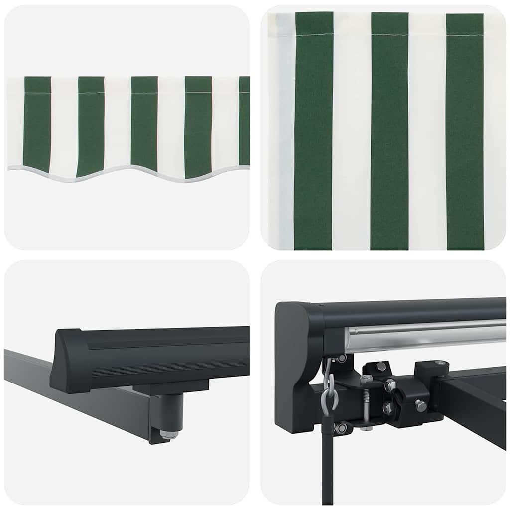 Retractable Awning Frame Green and White 350 X 250 Cm