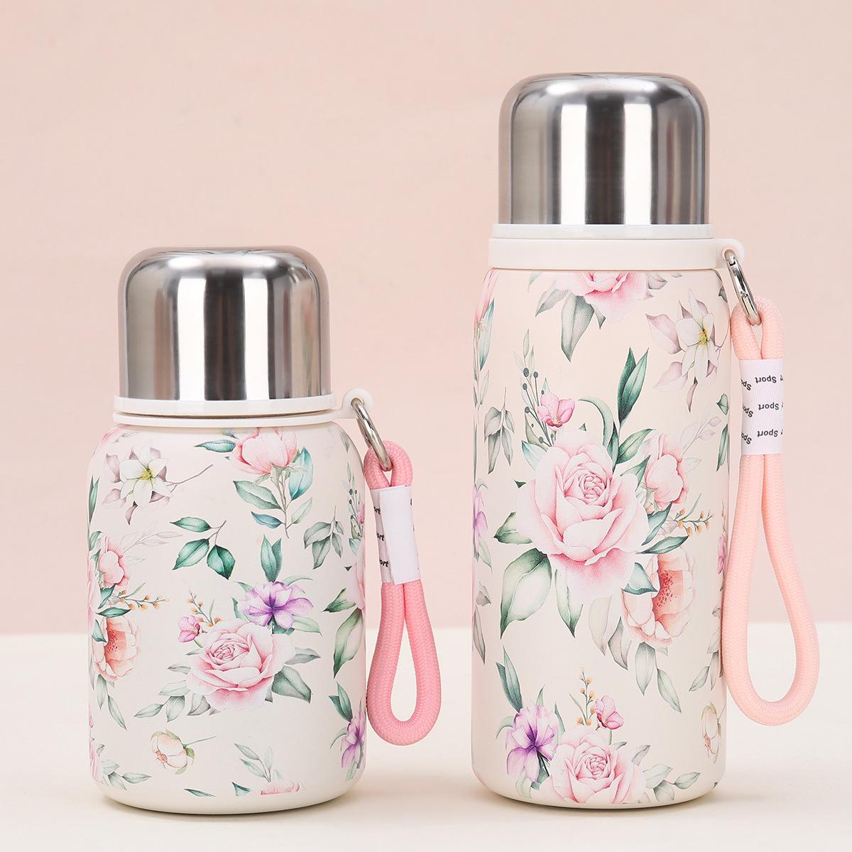 

Новая легкая роскошная розовая термокружка для женщин, чашка для воды, высококачественная нержавеющая сталь, усовершенствованная чашка для чая 450ml