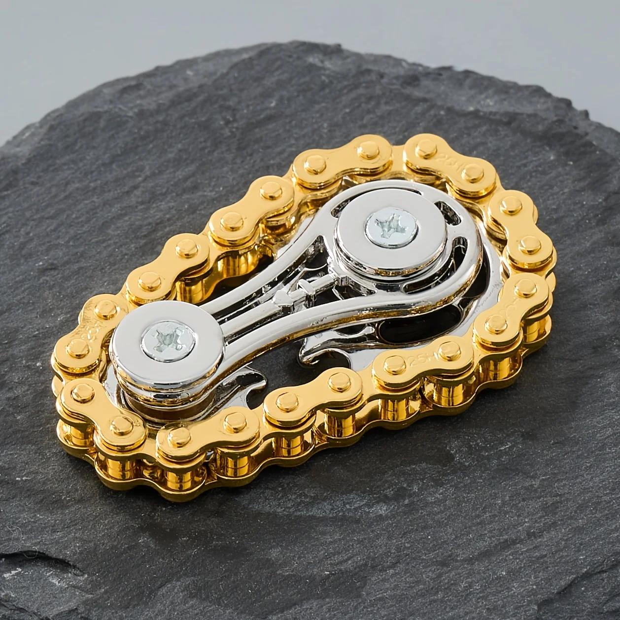 

Anti-stress Anxiety Edc Fidget Adult Fingertip Spiral Sprocket Flywheel Metal Bicycle Chain Antistress Toy Fidgets Spinner Playthings золотой