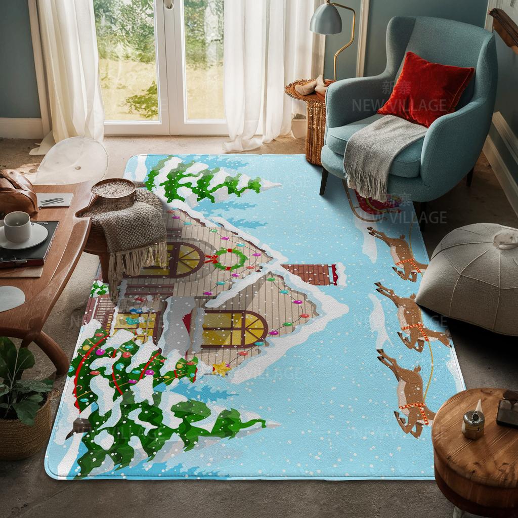 House Entrance Carpet Home Door Mat Living Room Bath Foot Bathroom Non-slip Water Absorption Rugs Bath Merry Christmas Winter
