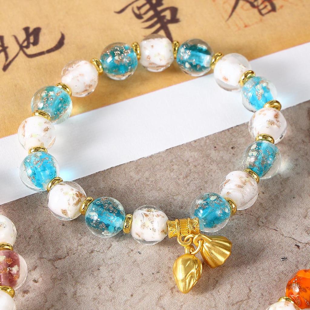 Luminous Seven-Color Glass Bead Bracelet