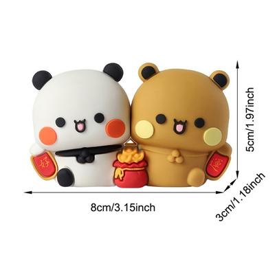 Cute Bubu and Dudu Ornaments Good Luck Get Rich Decoration Yier Panda Bear Pendants Home Decor Figurine Backpack Bag Accessories