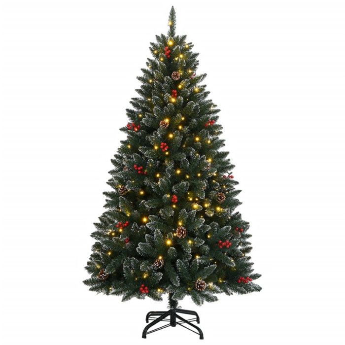VidaXL Sapin de Noël artificiel 150 LED 150 cm, arbre de Noël, sapin de Noël réaliste, ornement de Noël, faux sapin de Noël, 3315754