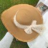 Casual Woven Straw Hat Large Brim Sun Shading Sun Hat Lace Bow Summer Hat Women Sun Shading Beach Hat Straw Hat