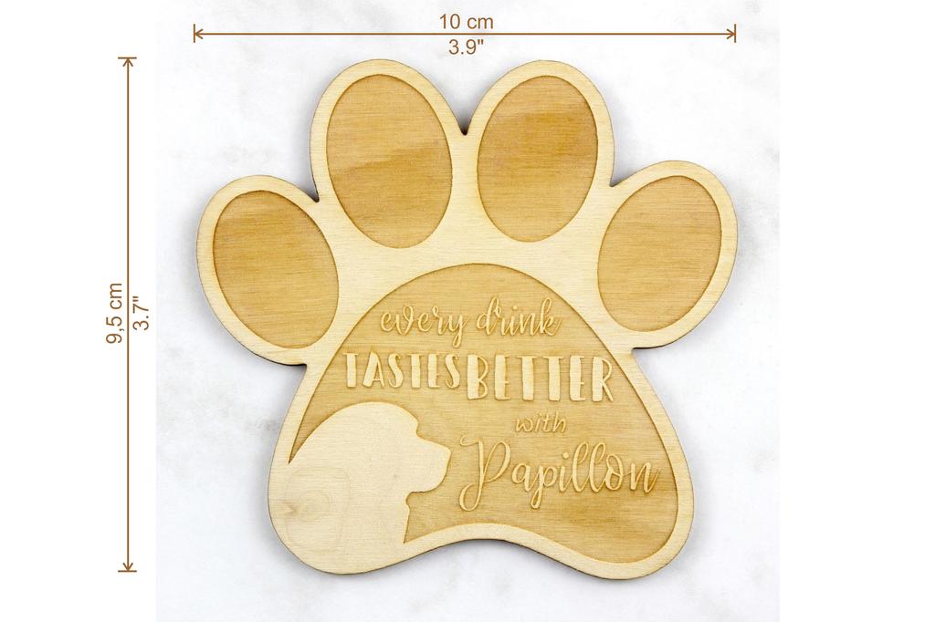 Papillon, Continental Toy Spaniel, Butterfly dog - Mug coaster, engraved coaster with dog, gift for dog lover by Art-Dog brand