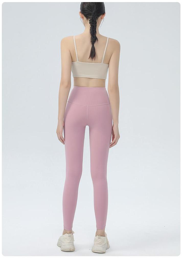 Pantaloni da Yoga Nude a Vita Alta per Donna - Fitness e Bodybuilding Primavera/Estate, Vestibilità aderente, Sollevamento fianchi, Glutei bellissimi