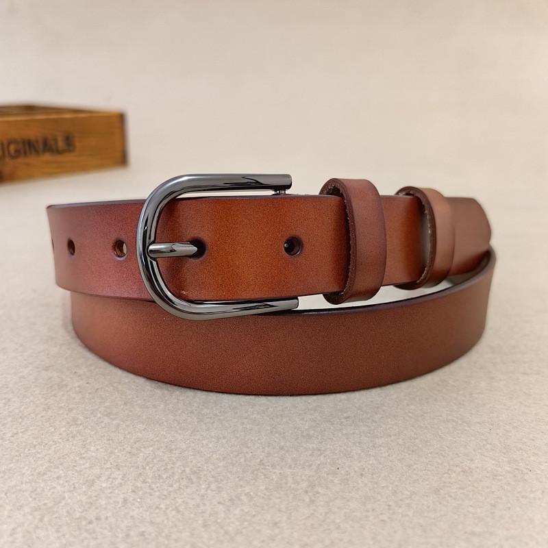 Classic Genuine Leather Belt For Women With Alloy Buckle For Casual And Office Wear