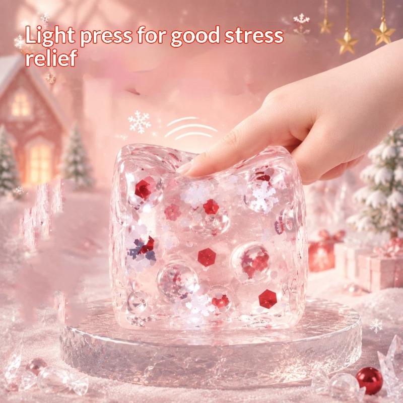 Crystal Slime Cube Squeeze Ice Cube Transparent Soft Ice Cube Fidget Square Colorful Sensory Fidget Use Tool
