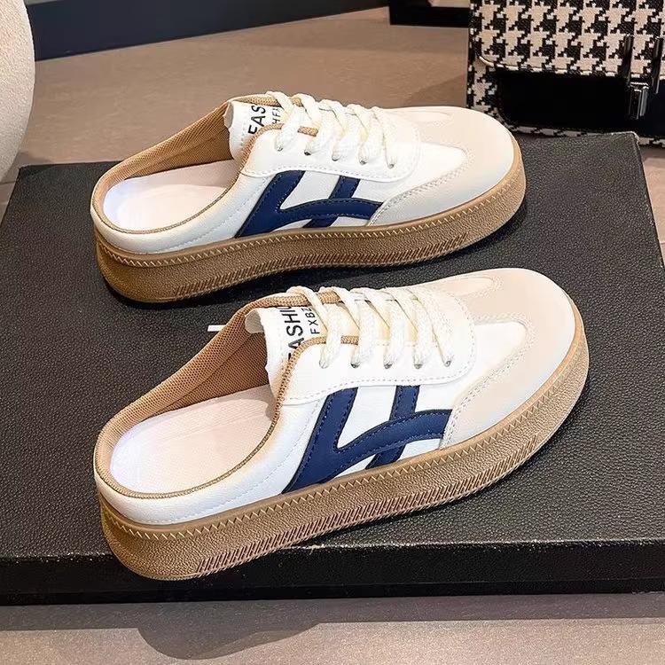

thick-soled German training shoes women s summer 2025 new soft-soled comfortable versatile casual board shoes lazy office bag head half slippers 35 синий