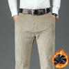 Corduroy Middle-aged Pants Men's Autumn and Winter Plus Velvet Men's Pants Straight Casual Pants Men's Winter Dad Trousers Middle-aged Tooling