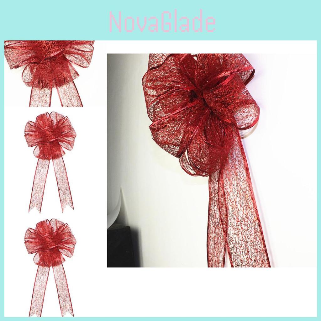 Grand Bouquet de Nœuds Rouges de Noël Ornement Décoratif de Fête Pour la Joie Festive