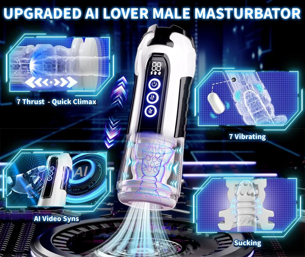 App AI Control Masturbation Cup Electric Heating Blowjob 9 Sucking Thrusting Vibration Modes Adults Masturbator Sex Toys for Man