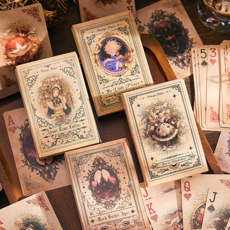 55 pcs Vintage Girl Character Card Paper, Poker-Themed Decorative Paper for Puzzle & Entertainment Crafts