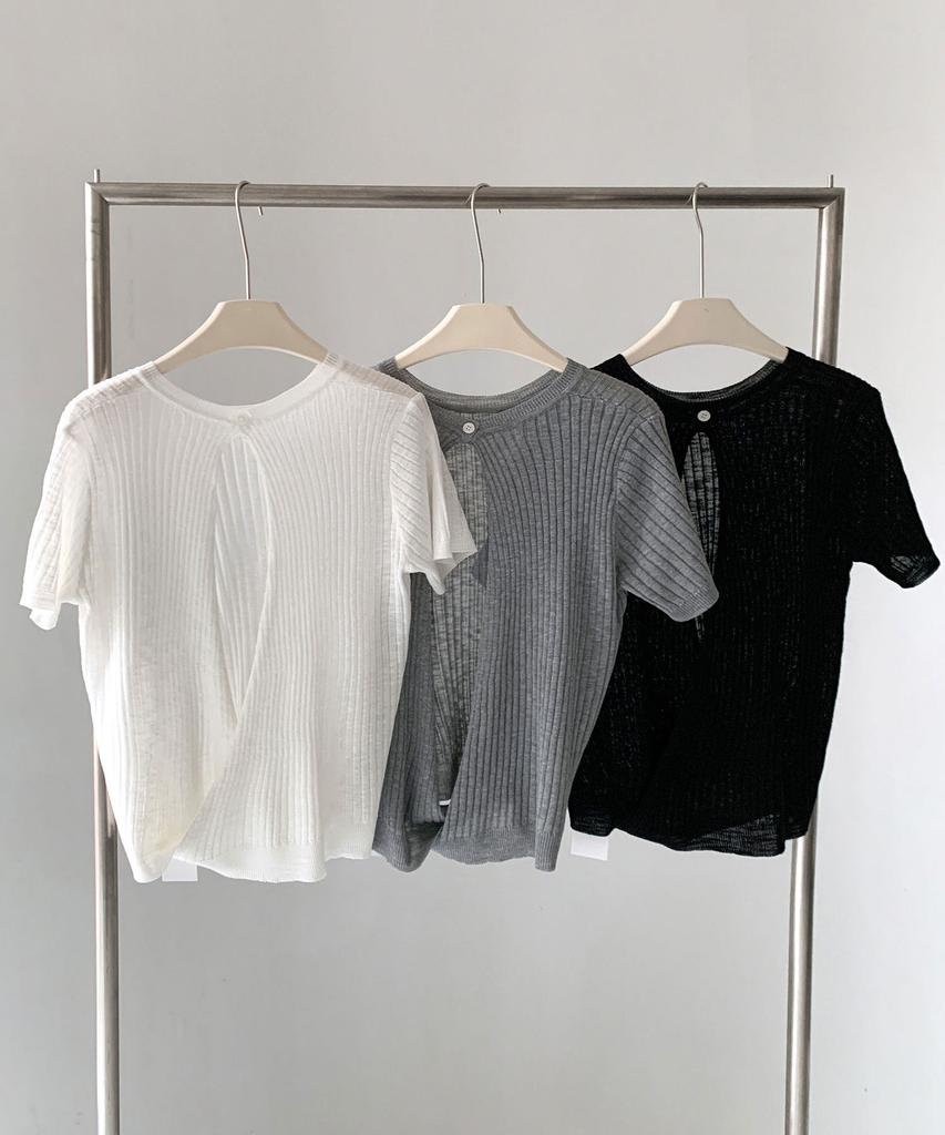 Baseukala Back Open Short Sleeve Wrap Knit (3Colors)