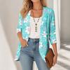 Women's Vintage Floral Print Three-Quarter Sleeve Lightweight Cardigan for Casual Daily Wear