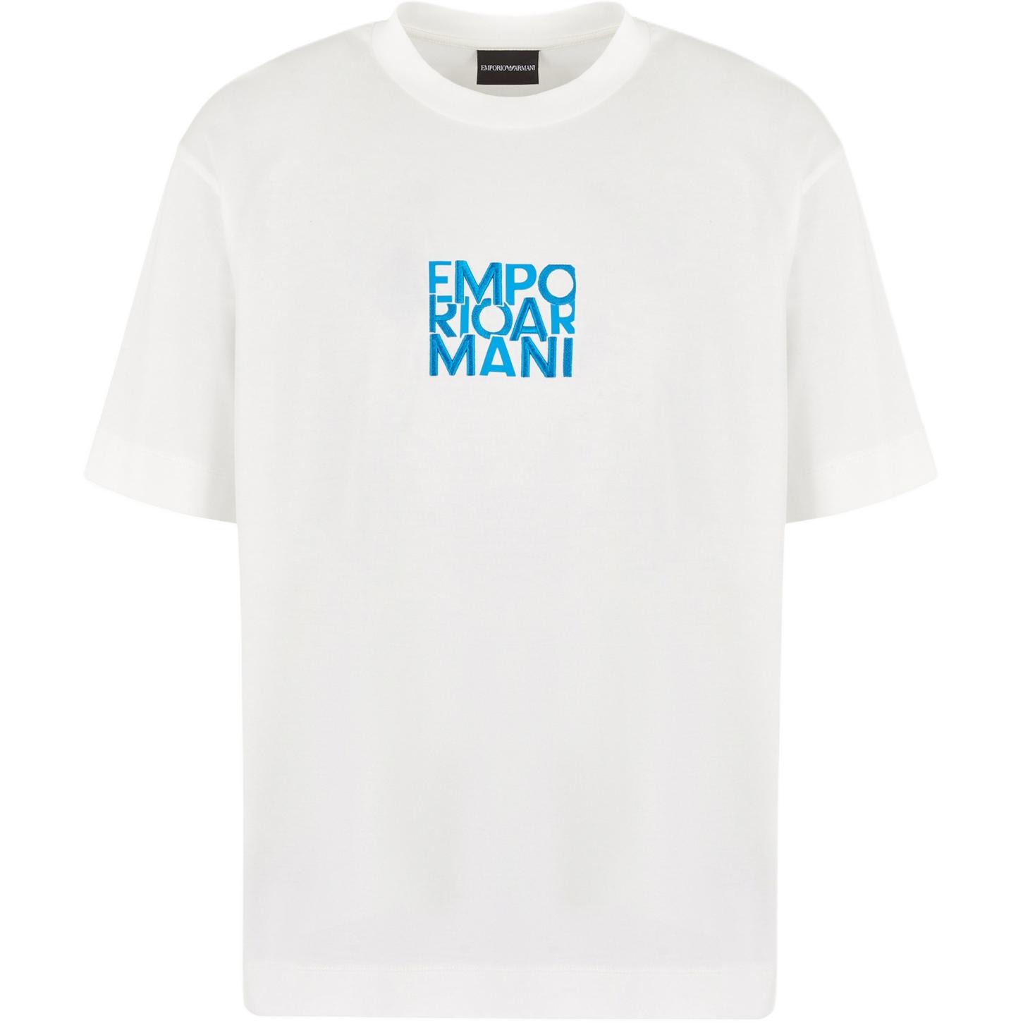 

Emporio Armani Letter Logo Print Embroidered Round Neck Pullover Short Sleeve T-Shirt Men Tops White 6D1TC0-1JOSZ-0101 XXXL