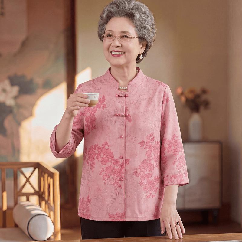 New Chinese Style Embroidered Stand Collar Shirt L