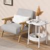 Couchtisch mit unterer Ablage, Mid-Century Modern Beistelltisch Weiß Sofa Beistelltisch, Blumenförmige Nachttische Nachttisch für Wohnzimmer, Schlafzimmer,