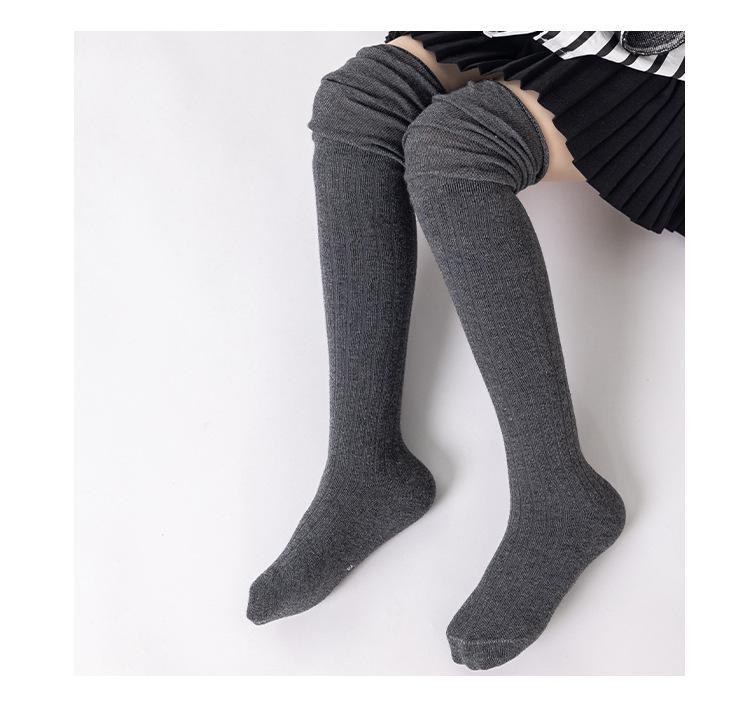 

Осенние детские хлопковые носки выше колена (3-12 лет) Черный, Белый и Серый XL 8-12 Years