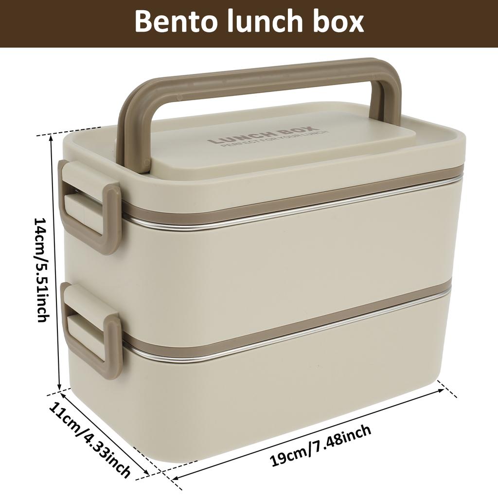 2000ML Lunch Box Microwavable Bento Box Double Layer Leakproof Stainless Steel Food Container Portable Students Adults School