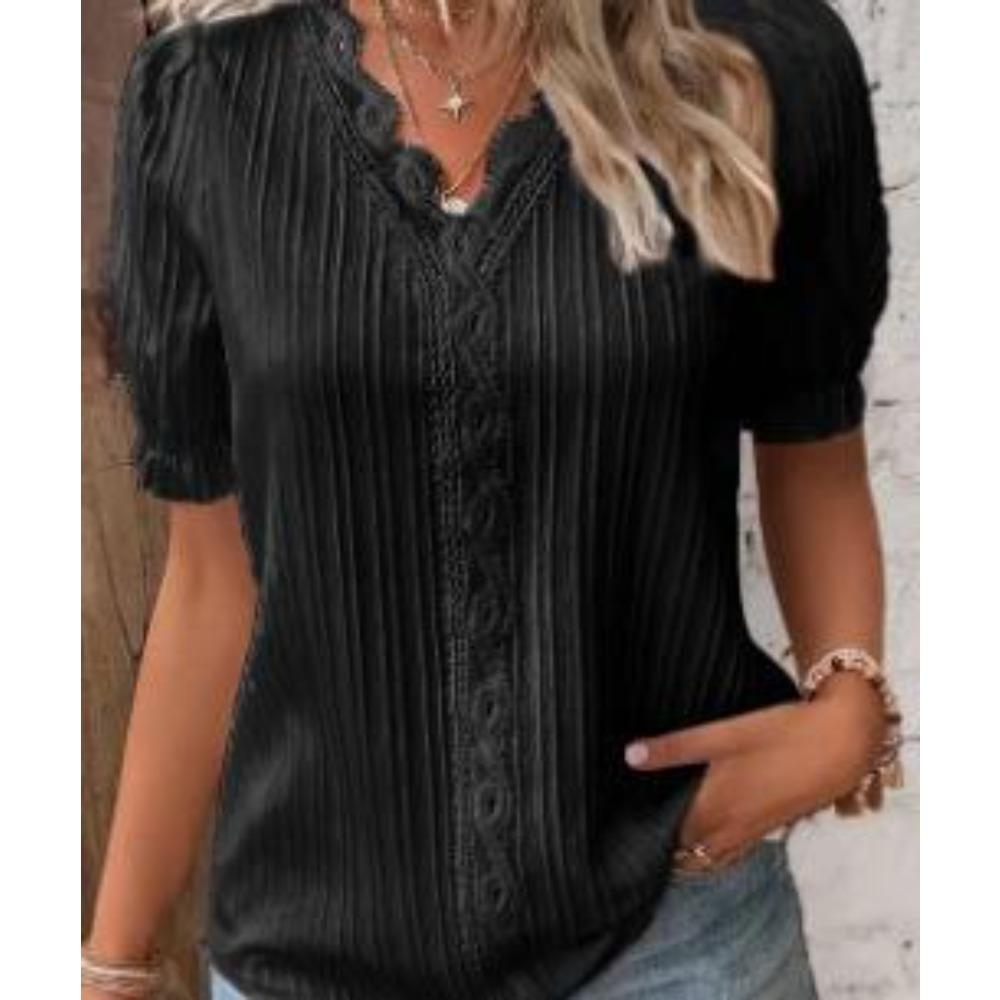 Summer New Vacation Fashion Hollow Short Sleeve Women's Shirt