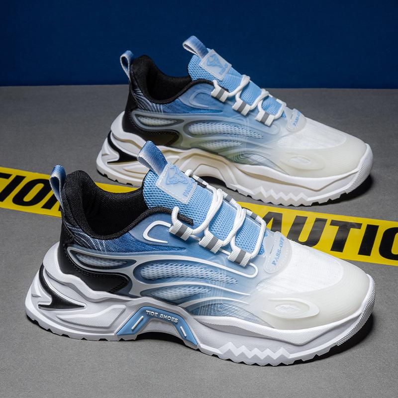 Men s Gradient Mesh Chunky Sneakers Breathable Non-slip Platform Running Shoes 39