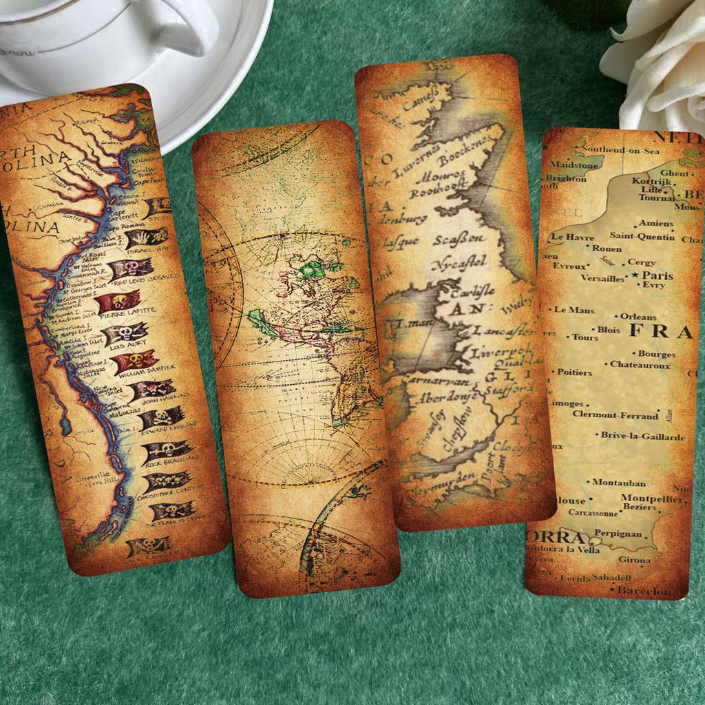 30 Kraft Paper Retro Map Series Simple Hand Account Literary and Creative Materials Ins Reading Paper Bookmark DIY