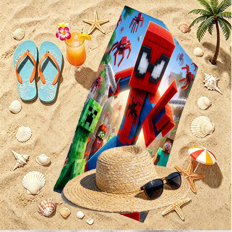 Sandbox game Print Beach Towel, Versatile Lightweight Absorbent Beach Towel for Pool Surf Yoga Bathroom, Perfect Birthday Holiday Gift
