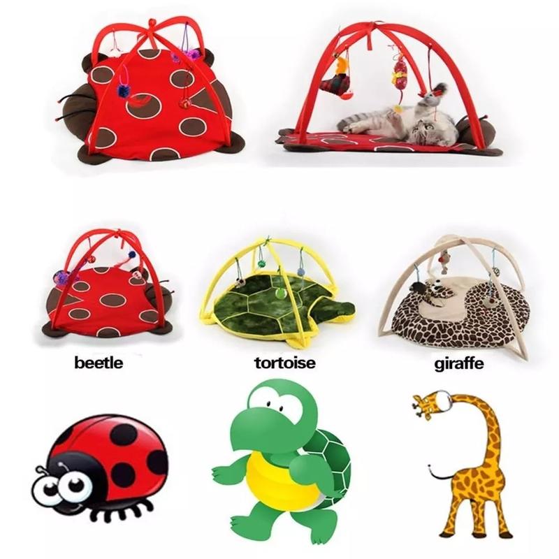 52x35cm cat play mat cat tent activity center with hanging cat toy ball mouse outdoor pet bed cat play tent easy to carry