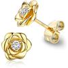 Wish black gold and white diamond rose earrings women's temperament fashion stud earrings versatile jewelry