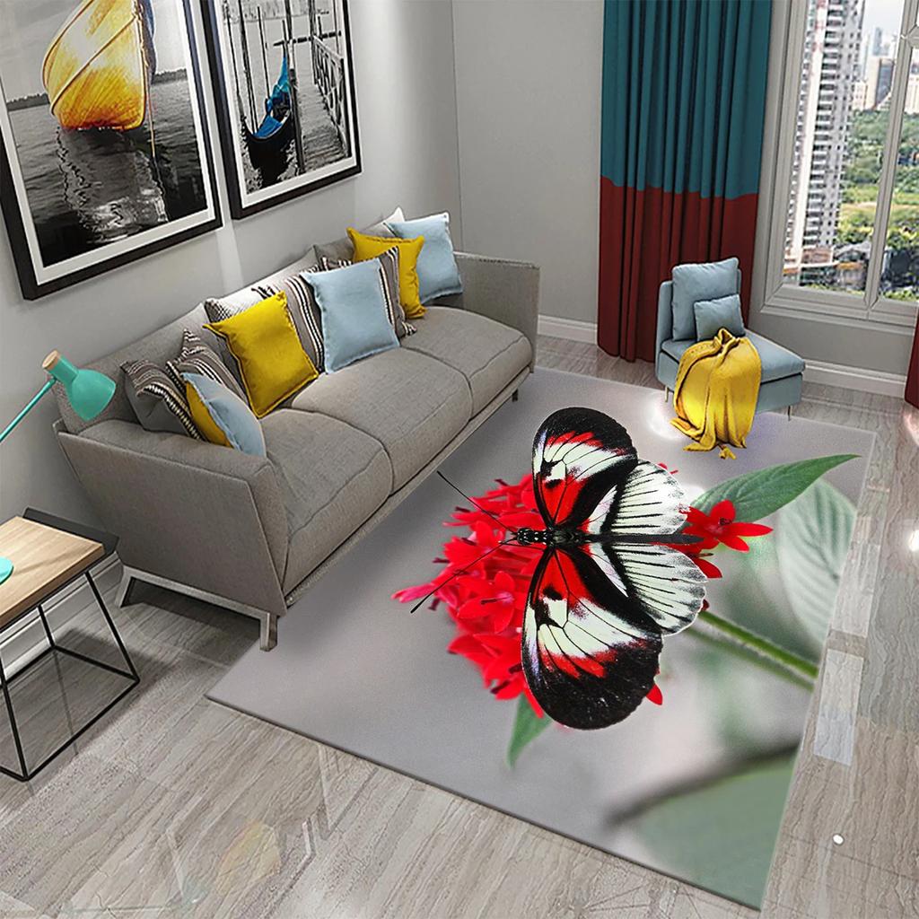 3D Colorful Butterfly Flower Carpet Entrance Door Mat Indoor Carpets Bedroom Decor Living Room Floor Mats Bathroom Non-slip Rug