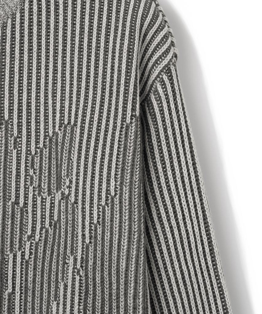KNITTED Two-Tone Ribbed Logo Knit Charcoal