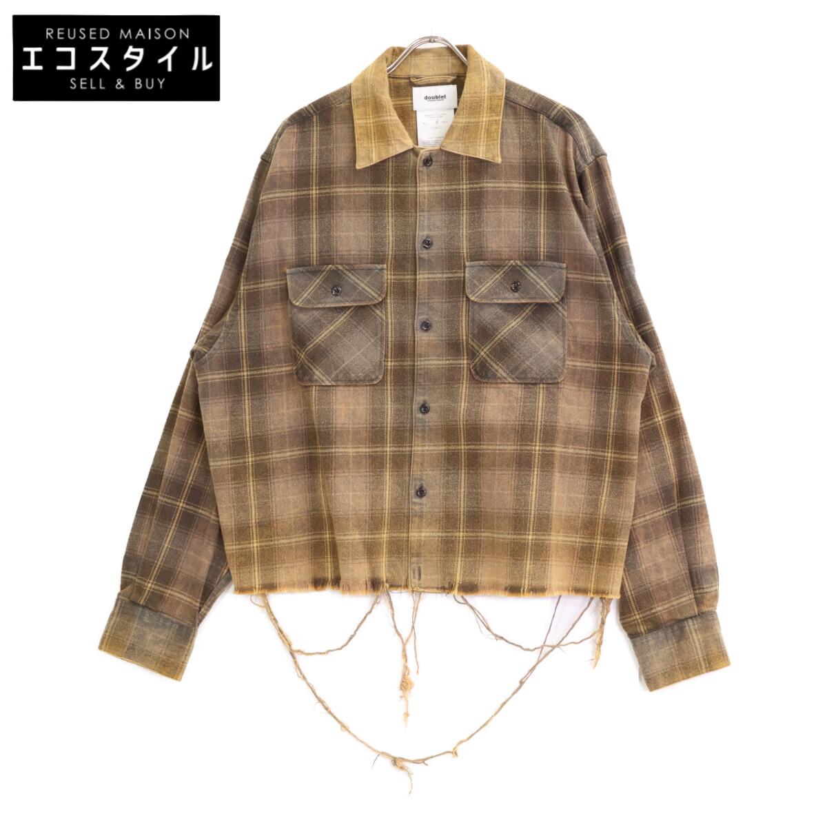 

doublet 22AW Коричневый Raffles Aoyama Store 3-я годовщина Лимитированный Магнит Поврежденная Рубашка топы L Коричневый Б/у