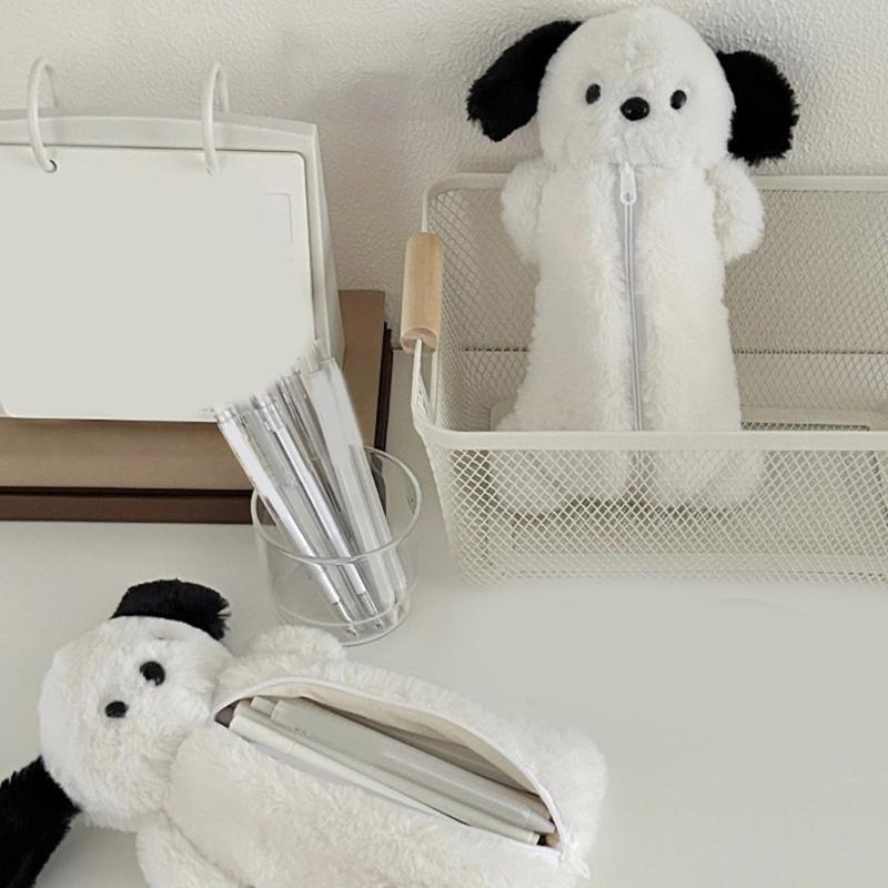 Comfortable Plush Dog Pencil Bag With Example Storage Space Simple Substance Immediate Ending Perfect For Classroom Office Travel Use