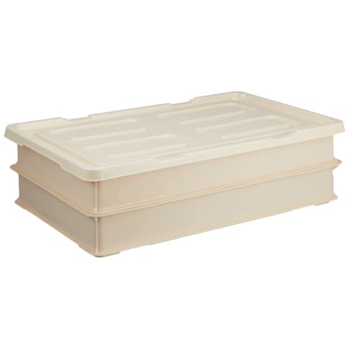 Shinki Gosei Tombo Commercial Food Container, Food Tray, Mochi Box, 12.6L Capacity, Set of 2 (Containers) and 1 (Lid), Ivory, 57.5cm Wide x 35cm Deep