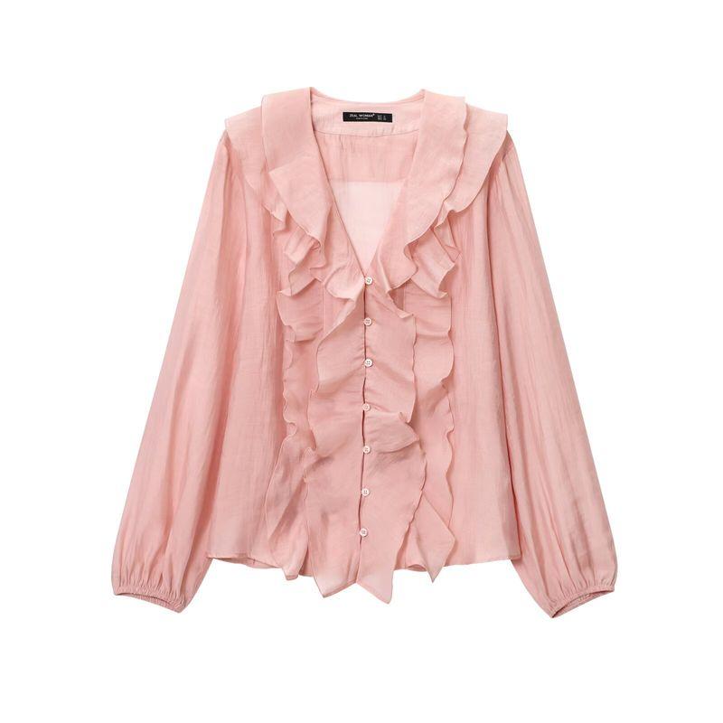 Araltay New Arrival Fashion Style Women's Fashion All-Match Minimalist Laminated Decoration Shirt Tops 40460734