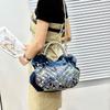 Mini Borsa a Tracolla Coreana, Borsa in Tela Denim con Borchie di Strass, Borsa a Spalla Fashion Donna Casual Chic