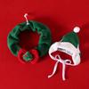 2Pcs/Set Cat Christmas Suit Soft Plush Fabric Rich Christmas Elements Small Pet Christmas Attire Red Green Pet Outfit