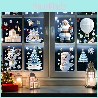 Christmas Window Decals Pvc Static Stickers Set For Holiday Scene Decorations