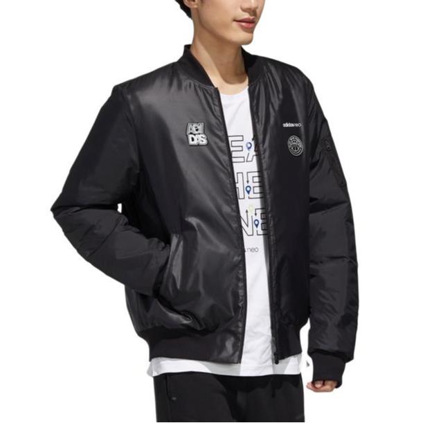 Adidas Neo Casual Sports Baseball Flight Cotton Jacket Winter Men Jacket Black GJ8846