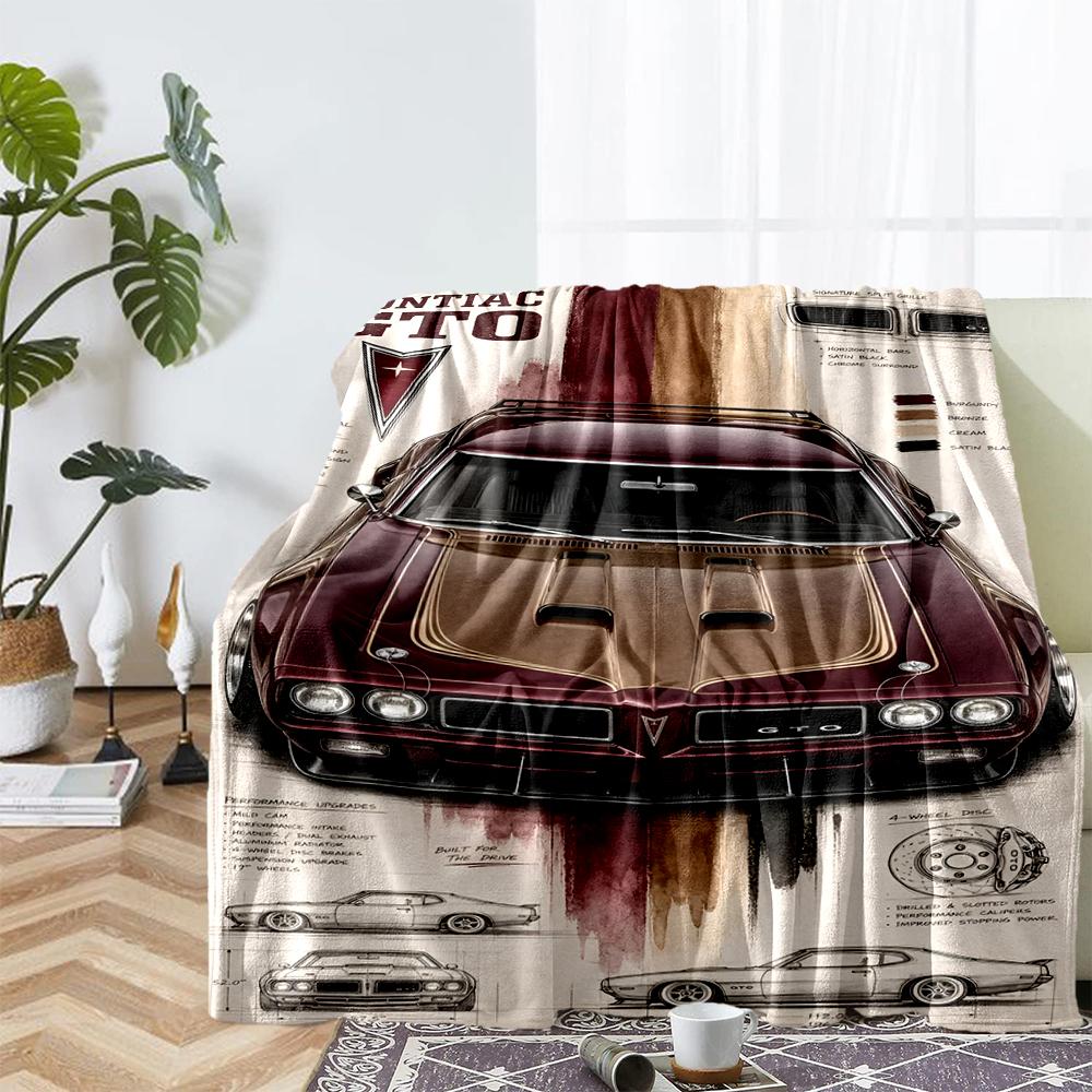 Pontiac Theme Printed Blanket - Perfect for Couch, Bed, Travel & Outdoor Use | Machine Washable, Cozy & Durable.